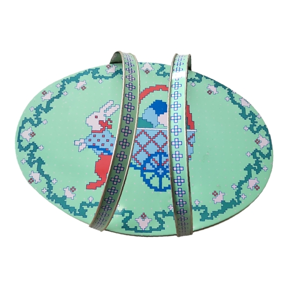 Vintage Mint Green Easter Bunny Handle Tin - Picture 7 of 8
